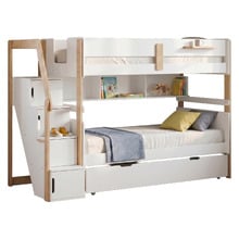 Evan Single Bunk Bed with Shelves & Staircase